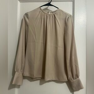 Silky Beige Women's Blouse with golden buttons